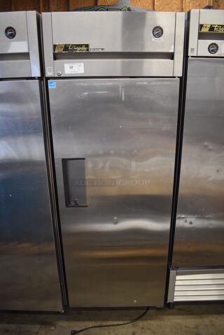 2012 True TG1R-1S ENERGY STAR Stainless Steel Commercial Single Door Reach In Cooler w/ Poly Coated Racks on Commercial Casters. 115 Volts, 1 Phase. 29x35x83. Tested and Working!