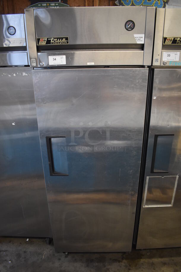 2011 True TG1F-1S Stainless Steel Commercial Single Door Reach In Freezer w/ Poly Coated Racks on Commercial Casters. 115 Volts, 1 Phase. 29x35x82. Tested and Working! - Image 1 of 6