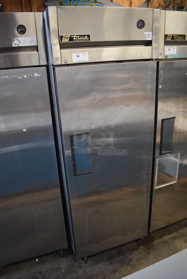 2011 True TG1F-1S Stainless Steel Commercial Single Door Reach In Freezer w/ Poly Coated Racks on Commercial Casters. 115 Volts, 1 Phase. 29x35x82. Tested and Working! - Image 2 of 6