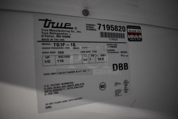 2011 True TG1F-1S Stainless Steel Commercial Single Door Reach In Freezer w/ Poly Coated Racks on Commercial Casters. 115 Volts, 1 Phase. 29x35x82. Tested and Working! - Image 6 of 6