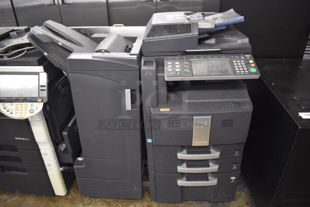 Kyocera Taskalfa 400i Metal Floor Style Copier Printer Machine on Casters w/ Left Side Paper Rack. 50x28x50
