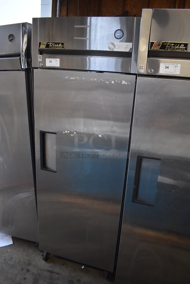 2011 True TG1F-1S Stainless Steel Commercial Single Door Reach In Freezer w/ Poly Coated Racks on Commercial Casters. 115 Volts, 1 Phase. 29x35x83. Tested and Working! - Image 2 of 6