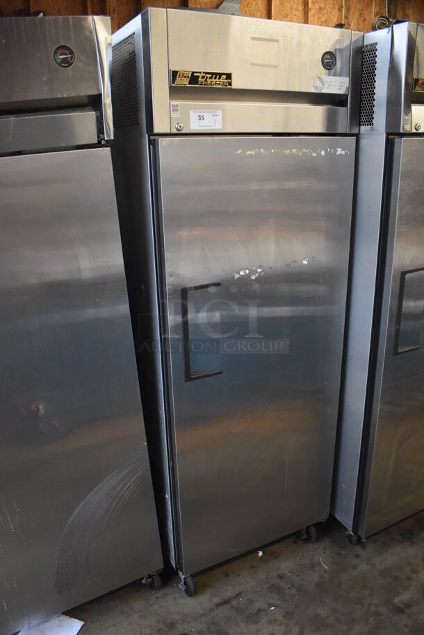 2011 True TG1F-1S Stainless Steel Commercial Single Door Reach In Freezer w/ Poly Coated Racks on Commercial Casters. 115 Volts, 1 Phase. 29x35x83. Tested and Working! - Image 3 of 6