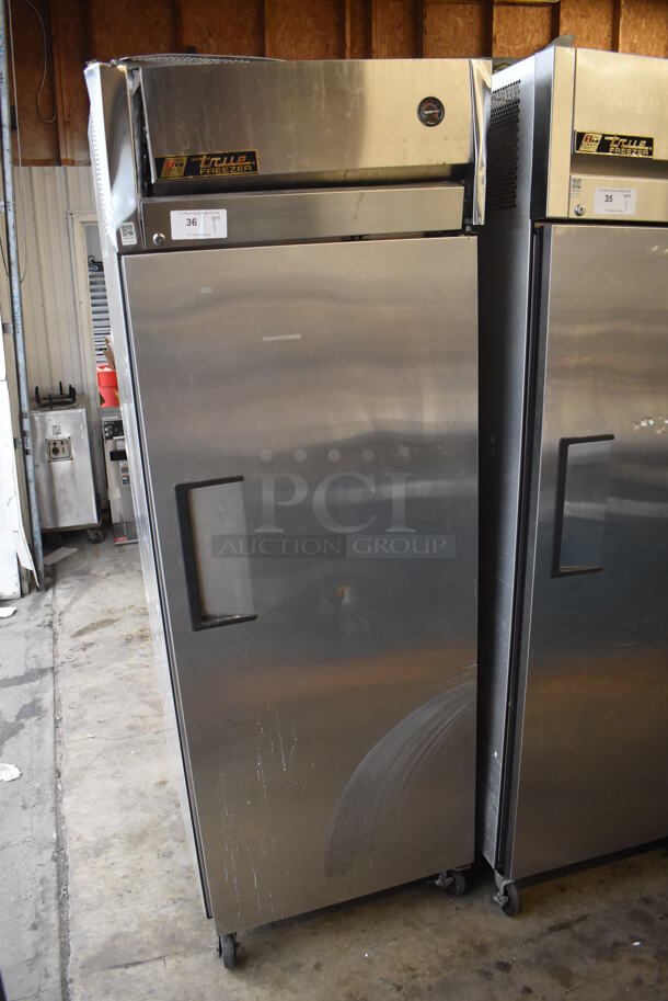 2012 True TG1F-1S Stainless Steel Commercial Single Door Reach In Freezer w/ Poly Coated Racks on Commercial Casters. 115 Volts, 1 Phase. 29x35x83. Tested and Working! - Image 2 of 7