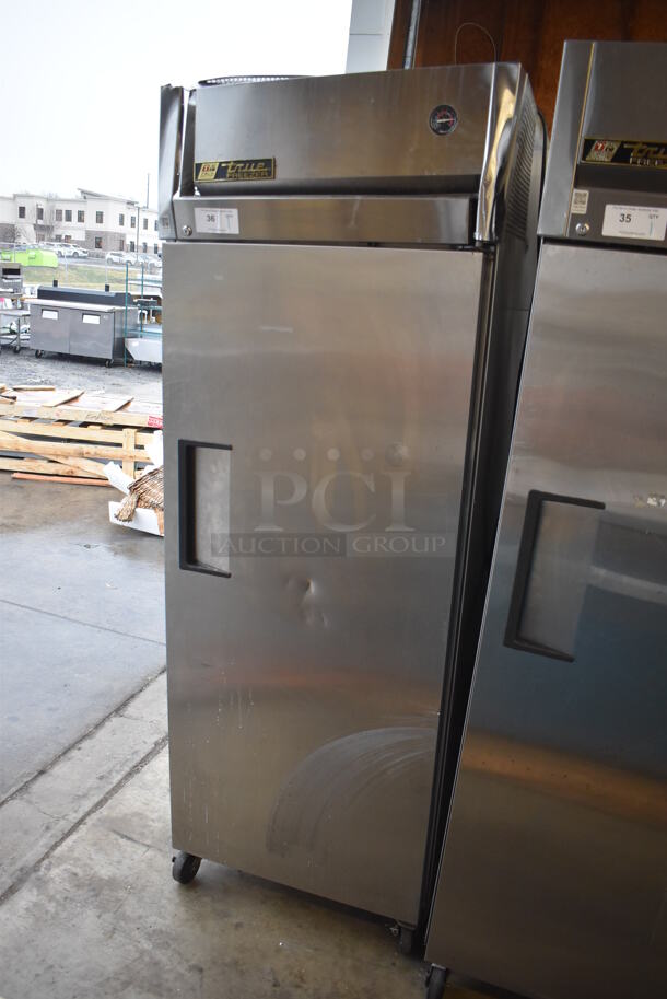 2012 True TG1F-1S Stainless Steel Commercial Single Door Reach In Freezer w/ Poly Coated Racks on Commercial Casters. 115 Volts, 1 Phase. 29x35x83. Tested and Working! - Image 3 of 7