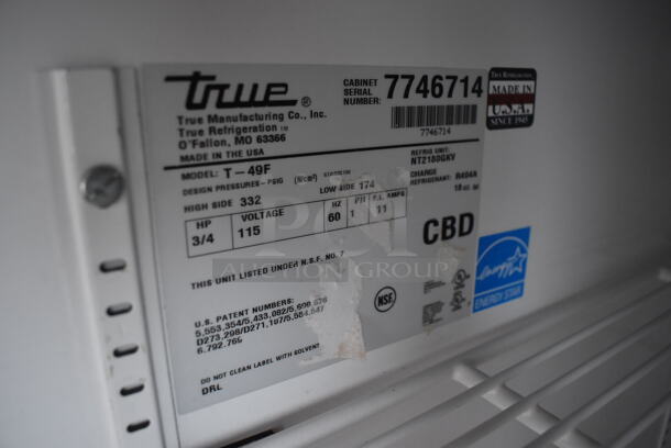 2013 True T-49F ENERGY STAR Stainless Steel Commercial 2 Door Reach In Freezer w/ Poly Coated Racks on Commercial Casters. 115 Volts, 1 Phase. 54x30x83. Tested and Working! - Image 5 of 7