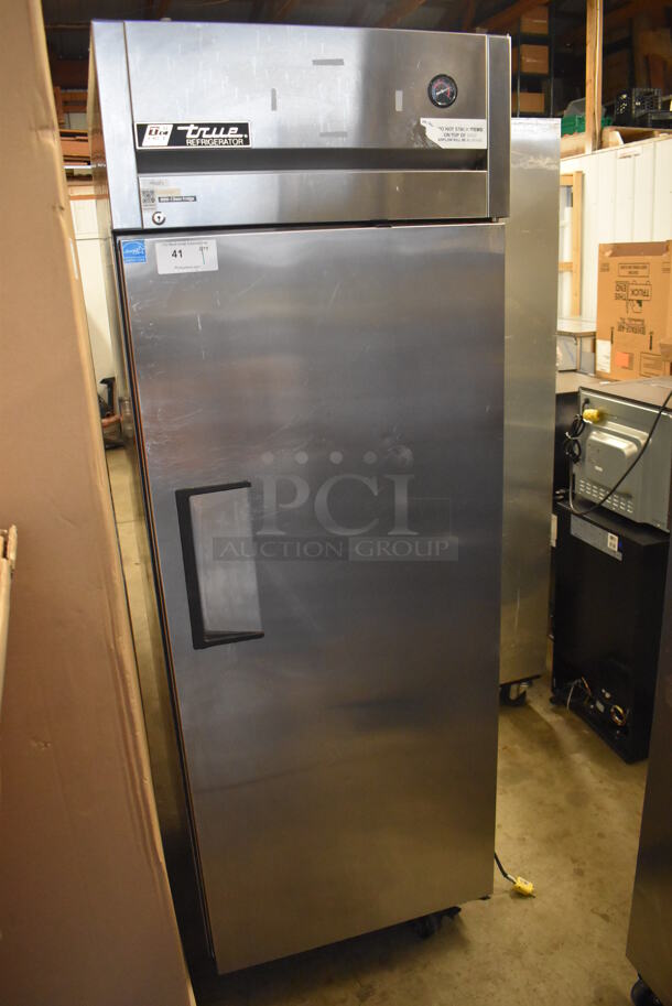 2013 True TG1R-1S ENERGY STAR Stainless Steel Commercial Single Door Reach In Cooler w/ Poly Coated Racks on Commercial Casters. 115 Volts, 1 Phase. 29x35x83. Tested and Working! - Image 2 of 7