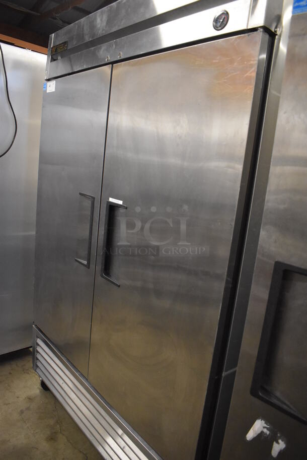 2013 True T-49F ENERGY STAR Stainless Steel Commercial 2 Door Reach In Freezer w/ Poly Coated Racks on Commercial Casters. 115 Volts, 1 Phase. 54x30x83. Tested and Does Not Power On - Image 2 of 7