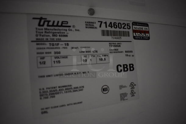 2011 True TG1F-1S Stainless Steel Commercial Single Door Reach In Freezer w/ Poly Coated Racks on Commercial Casters. 115 Volts, 1 Phase. 29x35x83. Tested and Working! - Image 5 of 5