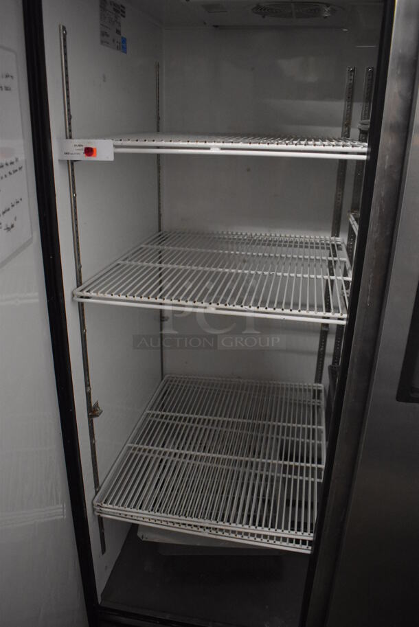 2013 True TG2R-2S ENERGY STAR Stainless Steel Commercial 2 Door Reach In Cooler w/ Poly Coated Racks on Commercial Casters. 115 Volts, 1 Phase. 51x35x83. Tested and Powers On But Does Not Get Cold - Image 3 of 5