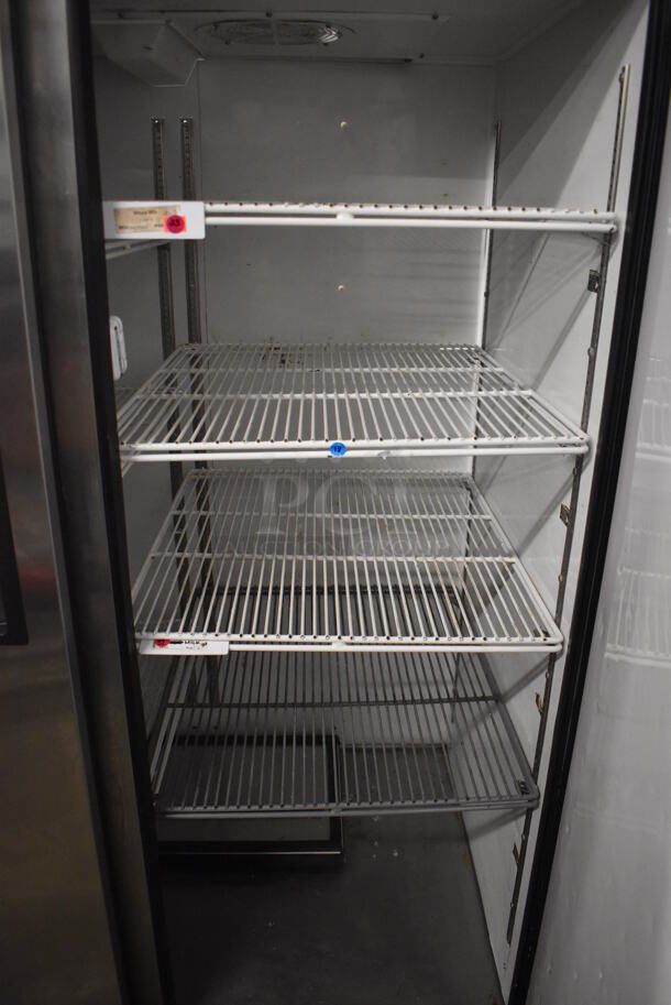 2013 True TG2R-2S ENERGY STAR Stainless Steel Commercial 2 Door Reach In Cooler w/ Poly Coated Racks on Commercial Casters. 115 Volts, 1 Phase. 51x35x83. Tested and Powers On But Does Not Get Cold - Image 5 of 5