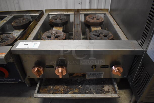 Copper Beech Stainless Steel Commercial Countertop Natural Gas Powered 4 Burner Range. Missing Grates. 24x28x13