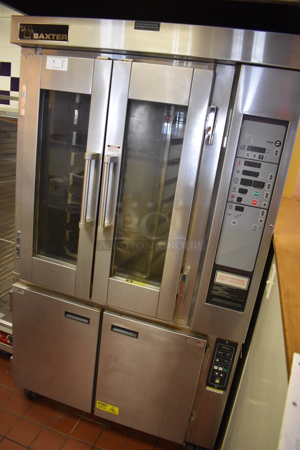 Baxter OV300G Stainless Steel Commercial Floor Style Natural Gas Powered Mini Rotating Rack Oven w/ Lower 2 Door Proofer Cabinet on Commercial Casters. Proofer Needs a New Circuit Board. Oven Was In Working Condition When Restaurant Closed. BUYER MUST REMOVE. (Front Kitchen) - Image 3 of 12
