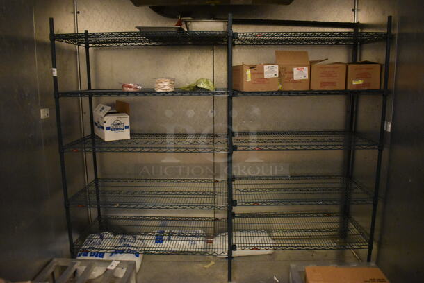 Metro Green Finish 5 Tier Shelving Unit w/ 6 Poles. BUYER MUST REMOVE: BUYER MUST DISMANTLE. PCI CANNOT DISMANTLE FOR SHIPPING. PLEASE CONSIDER FREIGHT CHARGES. (Walk In Boxes)