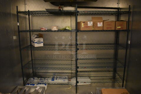 Metro Green Finish 5 Tier Shelving Unit w/ 6 Poles. BUYER MUST REMOVE: BUYER MUST DISMANTLE. PCI CANNOT DISMANTLE FOR SHIPPING. PLEASE CONSIDER FREIGHT CHARGES. (Walk In Boxes)