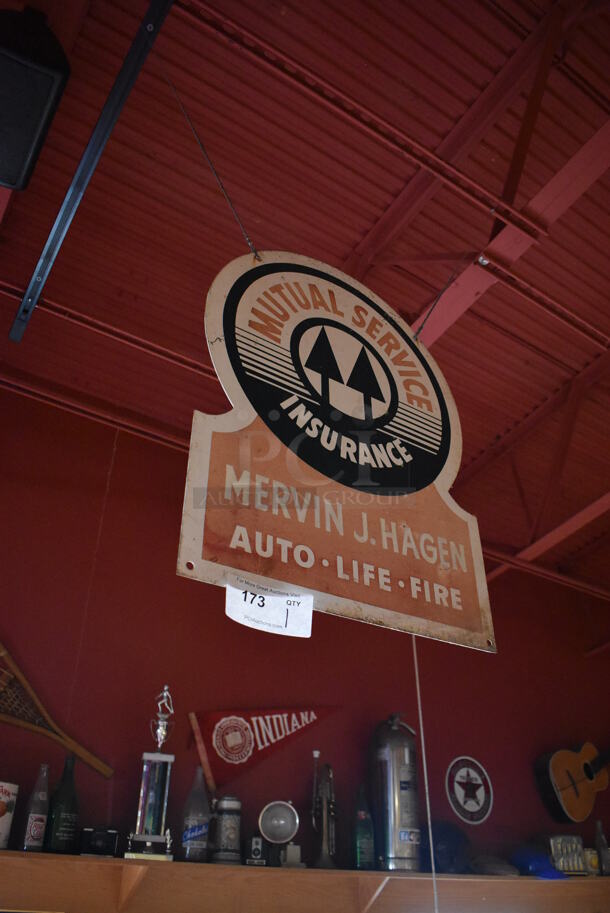 Metal Mervin J Hagen Mutual Service Insurance Sign. BUYER MUST REMOVE. (Dining Room) - Image 2 of 3