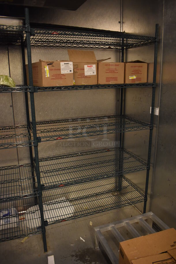 Metro Green Finish 5 Tier Shelving Unit w/ 6 Poles. BUYER MUST REMOVE: BUYER MUST DISMANTLE. PCI CANNOT DISMANTLE FOR SHIPPING. PLEASE CONSIDER FREIGHT CHARGES. (Walk In Boxes) - Image 3 of 3