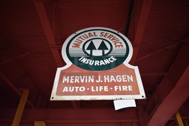 Metal Mervin J Hagen Mutual Service Insurance Sign. BUYER MUST REMOVE. (Dining Room) - Image 3 of 3