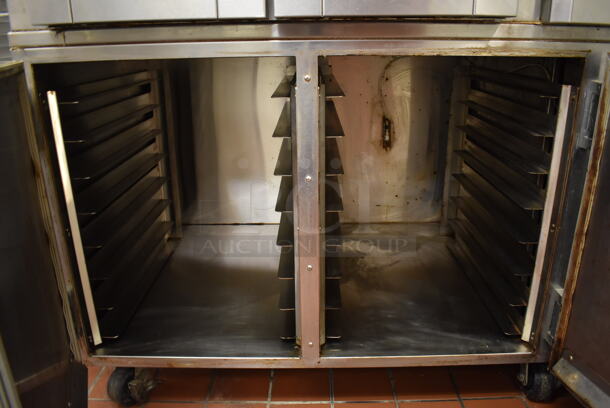 Baxter OV300G Stainless Steel Commercial Floor Style Natural Gas Powered Mini Rotating Rack Oven w/ Lower 2 Door Proofer Cabinet on Commercial Casters. Proofer Needs a New Circuit Board. Oven Was In Working Condition When Restaurant Closed. BUYER MUST REMOVE. (Front Kitchen) - Image 11 of 12
