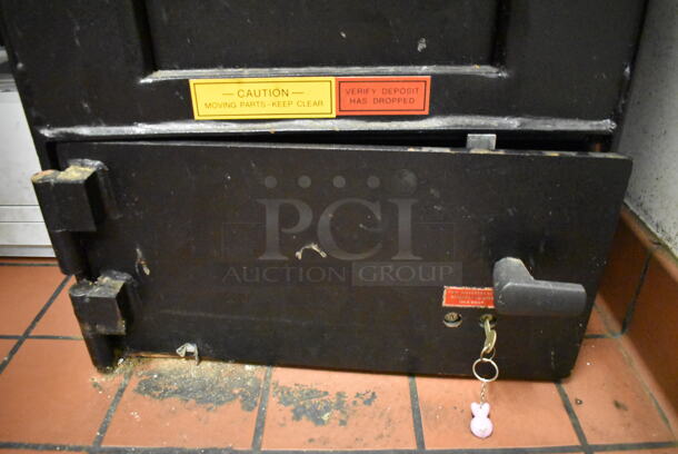 Black Metal 2 Compartment Safe. Comes w/ Combination and Key. BUYER MUST REMOVE. (Office) - Image 3 of 8