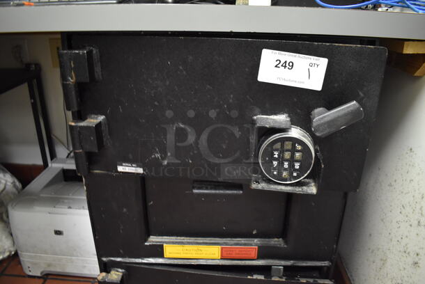 Black Metal 2 Compartment Safe. Comes w/ Combination and Key. BUYER MUST REMOVE. (Office) - Image 4 of 8