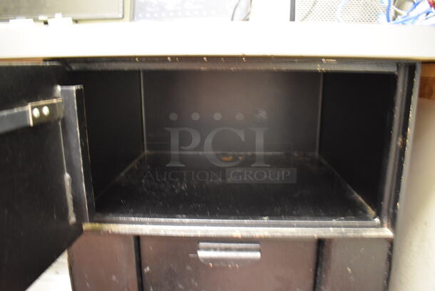 Black Metal 2 Compartment Safe. Comes w/ Combination and Key. BUYER MUST REMOVE. (Office) - Image 5 of 8