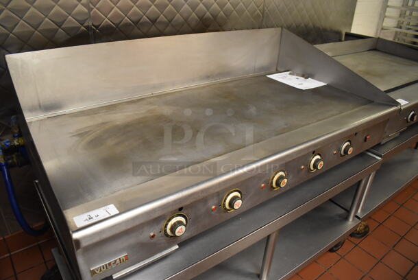 Vulcan Stainless Steel Commercial Countertop Natural Gas Powered Flat Top Griddle w/ Thermostatic Controls on Stainless Steel Equipment Stand w/ Under Shelf and Commercial Casters. Unit Was In Working Condition When Restaurant Closed. BUYER MUST REMOVE. (Front Kitchen) - Image 2 of 11