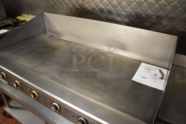 Vulcan Stainless Steel Commercial Countertop Natural Gas Powered Flat Top Griddle w/ Thermostatic Controls on Stainless Steel Equipment Stand w/ Under Shelf and Commercial Casters. Unit Was In Working Condition When Restaurant Closed. BUYER MUST REMOVE. (Front Kitchen) - Image 4 of 11
