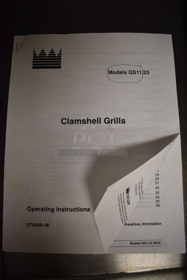 Taylor QS11 Stainless Steel Commercial Electric Powered Clamshell Flat Top Griddle on Commercial Casters. 250 Volts, 3 Phase. Unit Was In Working Condition When Restaurant Closed. (Front Kitchen) - Image 8 of 9