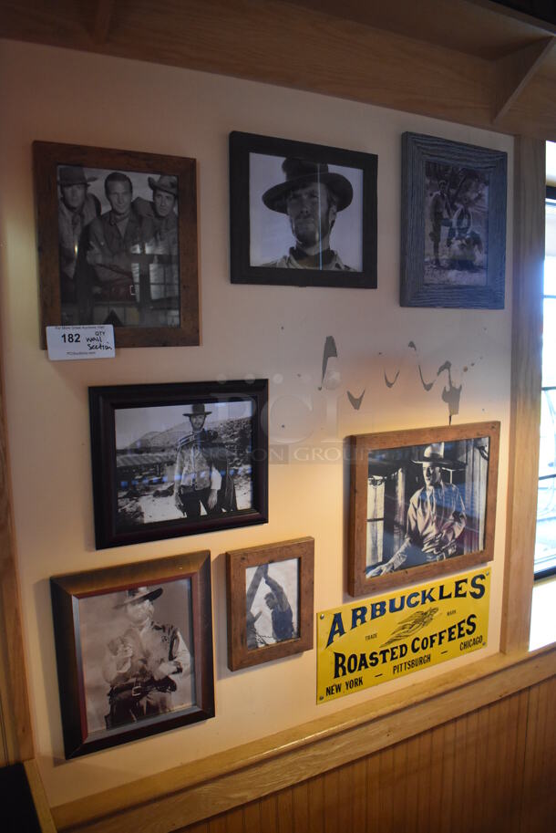 ALL ONE MONEY! Wall Lot of Various Pictures Including Clint Eastwood and Westerns. BUYER MUST REMOVE. (Dining Room) - Image 5 of 5