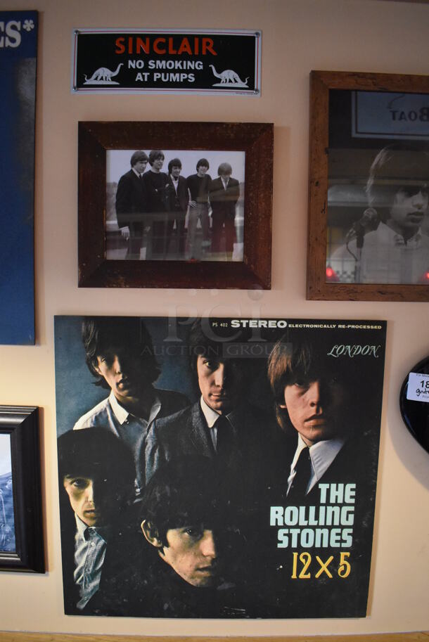 ALL ONE MONEY! Wall Lot of Various Pictures Including the Rolling Stones and Records. Does Not Include Guitar. BUYER MUST REMOVE. (Dining Room) - Image 3 of 8