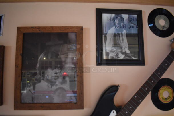 ALL ONE MONEY! Wall Lot of Various Pictures Including the Rolling Stones and Records. Does Not Include Guitar. BUYER MUST REMOVE. (Dining Room) - Image 4 of 8