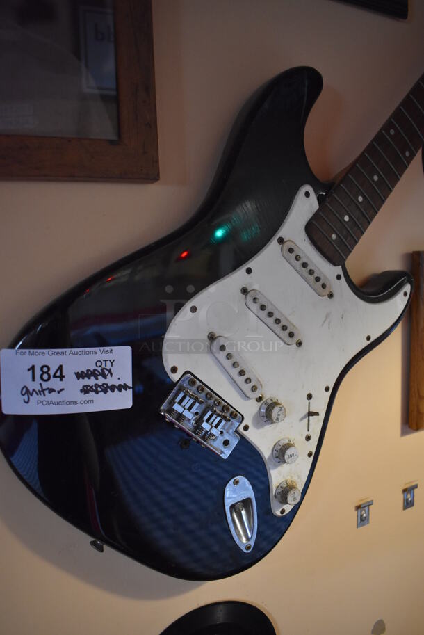 Black and White Decorative Guitar. BUYER MUST REMOVE. (Dining Room) - Image 2 of 4