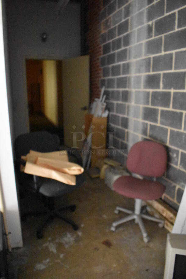 ALL ONE MONEY! Lot of Storage Room Contents Including Patio Umbrellas, Delfield Single Door Undercounter Cooler, Mixing Cups, Baking Pans, POS Monitors, Receipt Printers, Signs and More! BUYER MUST REMOVE. (Storage Room) - Image 11 of 12