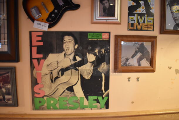 ALL ONE MONEY! Wall Lot of Various Pictures Including Elvis. Does Not Include Guitars. BUYER MUST REMOVE. (Dining Room)
 - Image 3 of 7