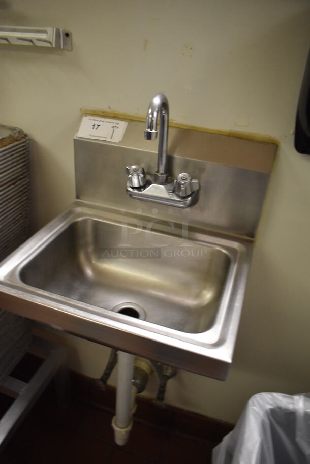 Stainless Steel Commercial Single Bay Wall Mount Sink w/ Faucet and Handles. BUYER MUST REMOVE. (Front Kitchen) - Image 3 of 5