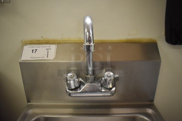 Stainless Steel Commercial Single Bay Wall Mount Sink w/ Faucet and Handles. BUYER MUST REMOVE. (Front Kitchen) - Image 4 of 5