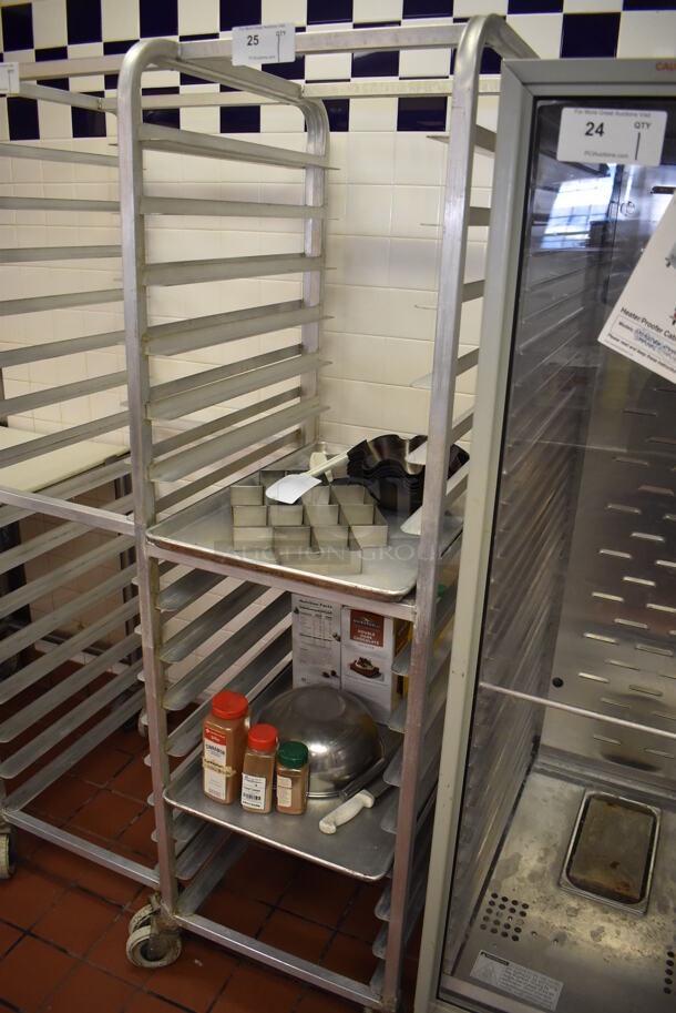 Metal Pan Transport Rack w/ Contents on Commercial Casters. (Front Kitchen)  - Image 3 of 5