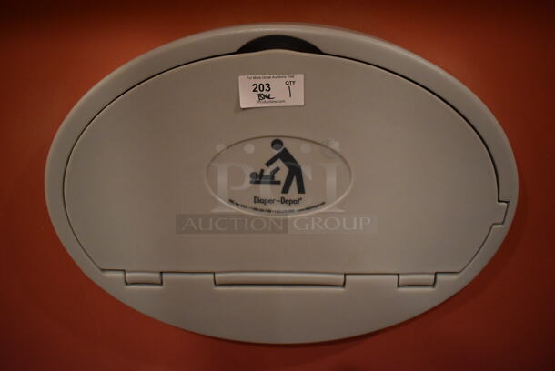 Gray Poly Wall Mount Diaper Changing Station. BUYER MUST REMOVE. (Womens Restroom) - Image 1 of 3