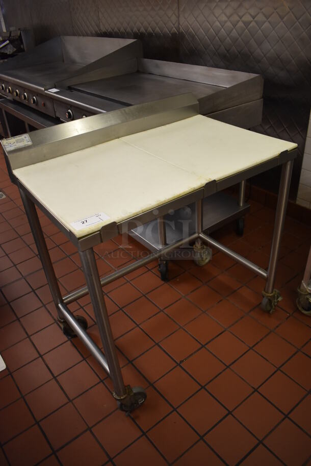 Stainless Steel Table w/ Cutting Board Countertop on Commercial Casters. (Front Kitchen) - Image 2 of 4