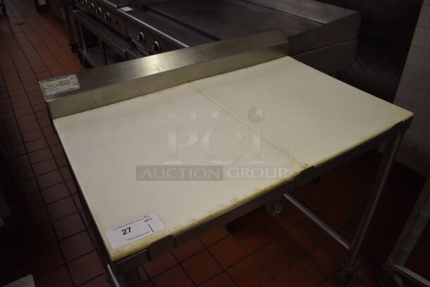 Stainless Steel Table w/ Cutting Board Countertop on Commercial Casters. (Front Kitchen) - Image 3 of 4