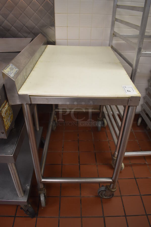 Stainless Steel Table w/ Cutting Board Countertop on Commercial Casters. (Front Kitchen) - Image 4 of 4