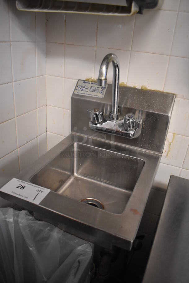Stainless Steel Commercial Single Bay Wall Mount Sink w/ Faucet and Handles. BUYER MUST REMOVE. (Front Kitchen) - Image 2 of 4