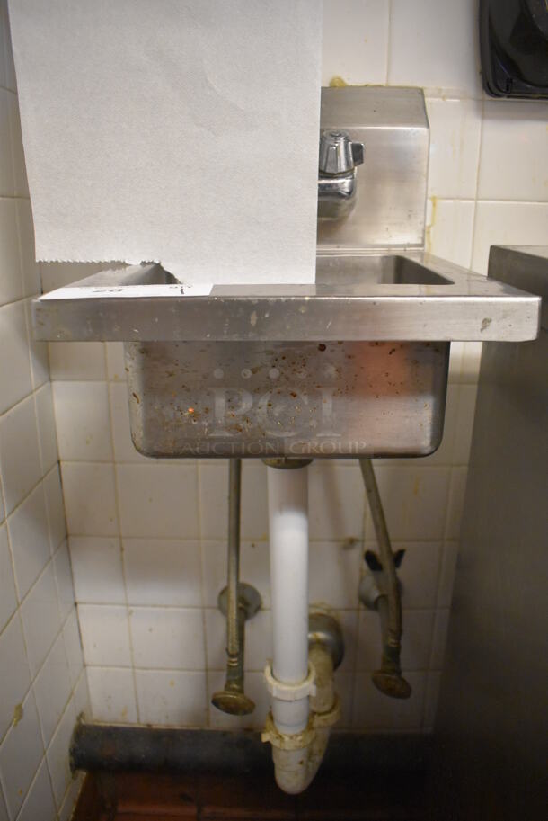Stainless Steel Commercial Single Bay Wall Mount Sink w/ Faucet and Handles. BUYER MUST REMOVE. (Front Kitchen) - Image 4 of 4