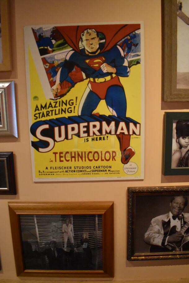 ALL ONE MONEY! Wall Lot of Various Pictures Including Superman, Audrey Hepburn and Batman. BUYER MUST REMOVE. (Side Dining Room) - Image 3 of 7