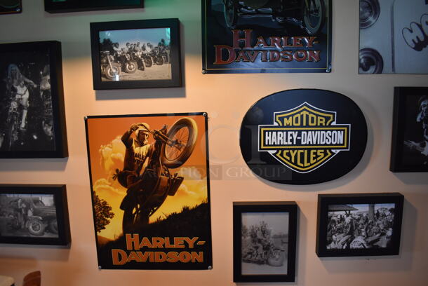 ALL ONE MONEY! Wall Lot of Various Pictures Including Harley Davidson, Motorcycles, Guitar. BUYER MUST REMOVE. (Side Dining Room) - Image 3 of 9