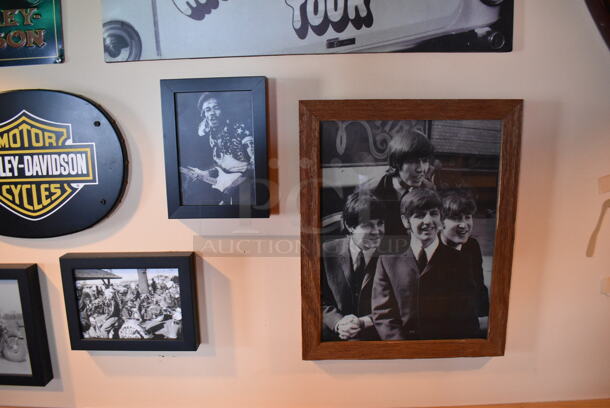 ALL ONE MONEY! Wall Lot of Various Pictures Including Harley Davidson, Motorcycles, Guitar. BUYER MUST REMOVE. (Side Dining Room) - Image 5 of 9