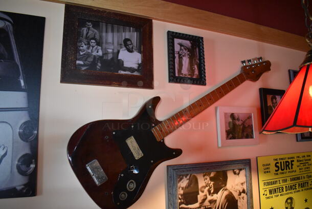 ALL ONE MONEY! Wall Lot of Various Pictures Including Harley Davidson, Motorcycles, Guitar. BUYER MUST REMOVE. (Side Dining Room) - Image 6 of 9