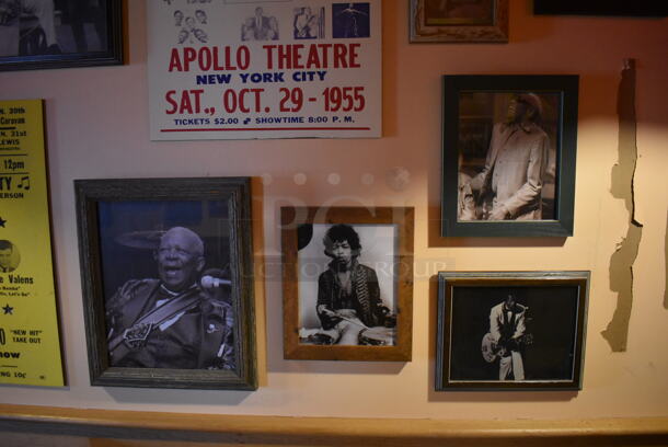 ALL ONE MONEY! Wall Lot of Various Pictures Including Harley Davidson, Motorcycles, Guitar. BUYER MUST REMOVE. (Side Dining Room) - Image 8 of 9