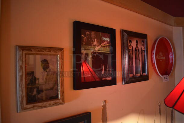 ALL ONE MONEY! Wall Lot of Various Pictures Including Harley Davidson, Motorcycles, Guitar. BUYER MUST REMOVE. (Side Dining Room) - Image 9 of 9